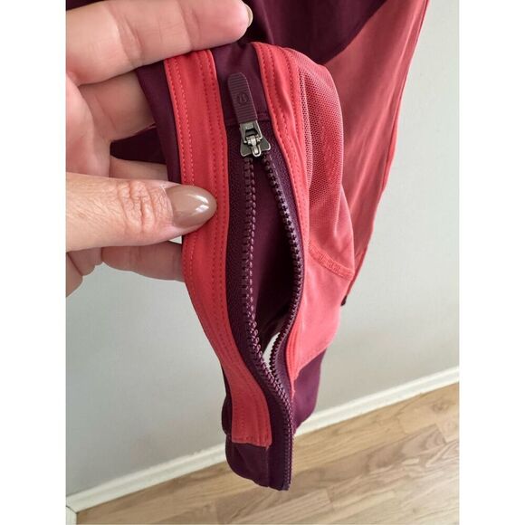 Lululemon Zip The Line Crop 23" Leggings High Rise Reflective Deep Ruby Coral 12 - Picture 7 of 10